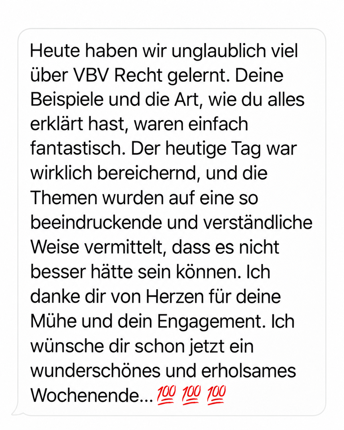 Testimonial-Nachrichten aus dem Kurs